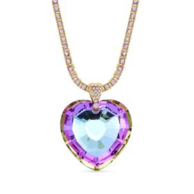 Mystische Rosa Kristall Anhänger mit Kette, Goldfarben