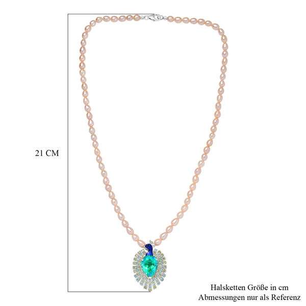 D'Joy Pfau Quarz Triplett, Perle, blaue Apatit und Peridot 50cm Halskette image number 6