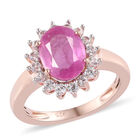 Premium Ilakaka rosa Saphir und Zirkon-Ring, 925 Silber Roségold Vermeil (Größe 16.00) (Fissure gefüllt) ca. 2,98 ct image number 3