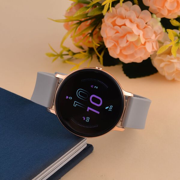 STRADA Hiwatch Plus Elegante Smartwatch - Roségold mit Grauem Silikonarmband, umfassende Gesundheits- und Sportfunktionen, Bluetooth 5.0 image number 1