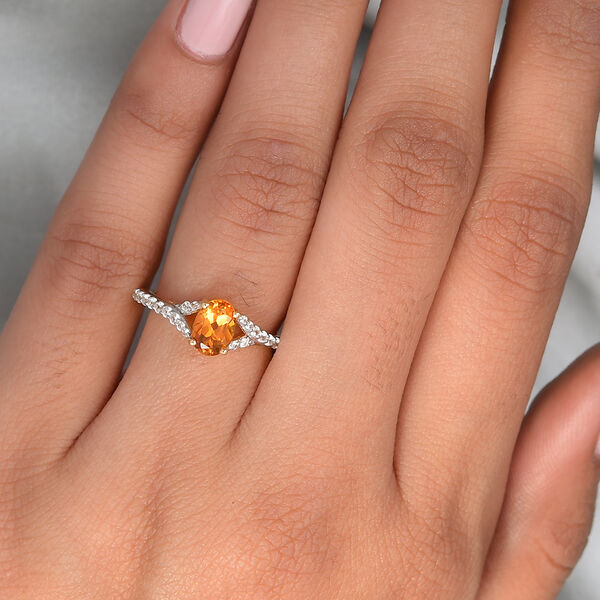 Madeira Citrin und Zirkon Ring 925 Silber vergoldet  ca. 0,91 ct image number 3