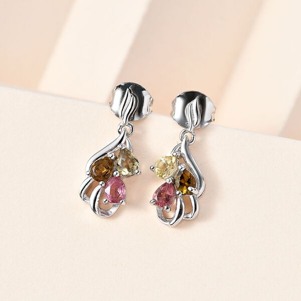 AA Mehrfarbig-Turmalin Ohrringe 925 Silber rhodiniert ca. 0,95 ct. image number 2