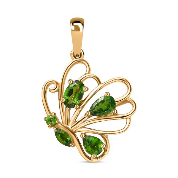 Nat&uuml;rlicher Chromdiopsid Anh&auml;nger 925 Silber vergoldet ca. 0.80 ct