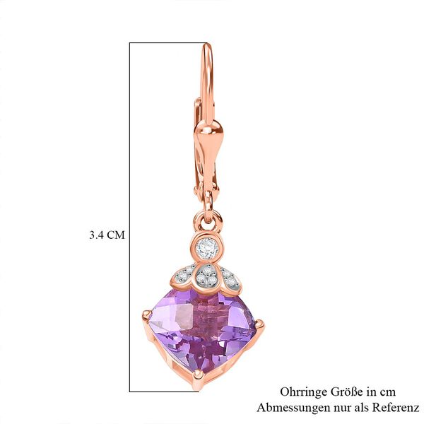 D'Joy AAA Rose De France Amethyst, Weißer Zirkon Ohrringe 925 Silber 750 rosévergoldet ca. 4.37 ct image number 5