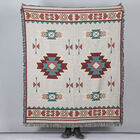 Jacquard gewebte H&auml;keldecke mit Fransen, Santa-Fe-Muster, Gr&ouml;&szlig;e 130x150 cm, Elfenbeinfarben