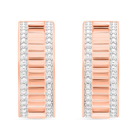 Weißer Diamant P Ohrringe 925 Silber 750 Roségold Vermeil