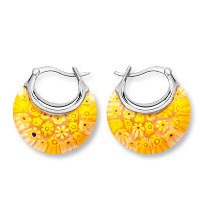 Gelbe Murano-Stil Glas Huggie-Ohrringe