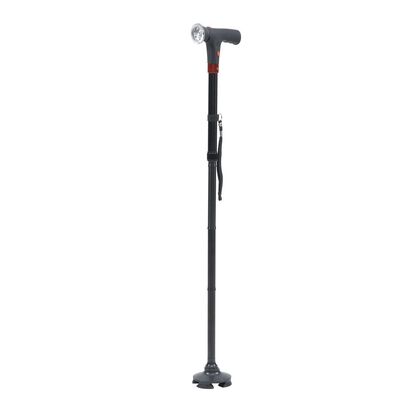 Faltbarer Smart-Gehstock mit LED Licht und Alarm, Belastbarkeit 113 KG, 2XAAA, Schwarz