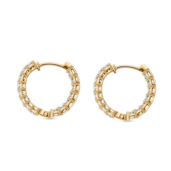 LUXURIANT SI-GH Labor Diamant Ohrringe, 925 Silber Gelbgold Vermeil - 2 ct. image number 3