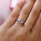 Tansanit und Zirkon Ring 925 Silber platiniert  ca. 0,55 ct image number 2