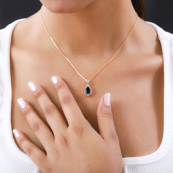 Natürlicher Chrom Turmalin und weißer Zirkon-Anhänger mit Kette - 1,60 ct. image number 2