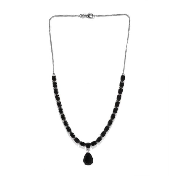 Schwarze Turmalin Halskette, ca. 45 cm, 925 Silber platiniert ca. 33.82 ct image number 4