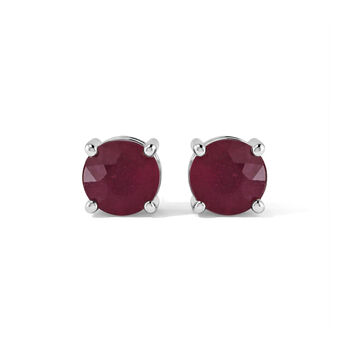 D'Joy Afrikanischer Rubin (Fissure gef&uuml;llt) Ohrringe 925 Silber Rhodiniert ca. 1,36 ct.