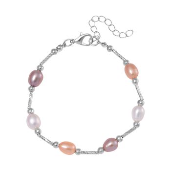 Mehrfarbiges S&uuml;&szlig;wasser Perle Armband, flexibel, Messing