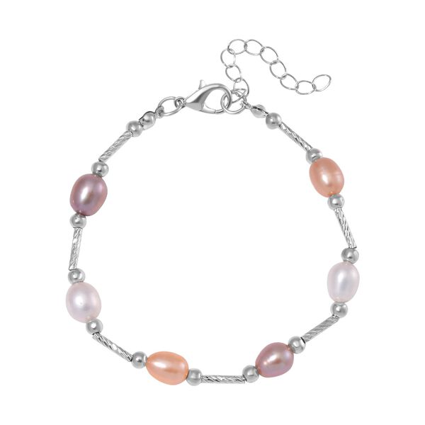 Mehrfarbiges Süßwasser Perle Armband, flexibel, Messing image number 2