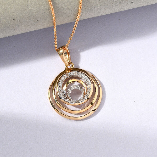 Diamant-Anh&auml;nger mit Silberkette, 50 cm, 925 Silber Gelbgold Vermeil ca. 0,33 ct image number 2