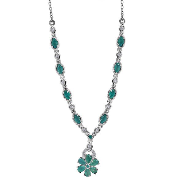 AA Grandidierit und Zirkon florale Cluster-Halskette in Silber