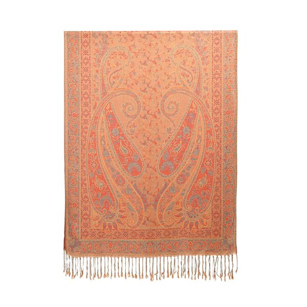Jacquard Paisley-Schal mit Fransen, 170cm x 75cm, Rot image number 5