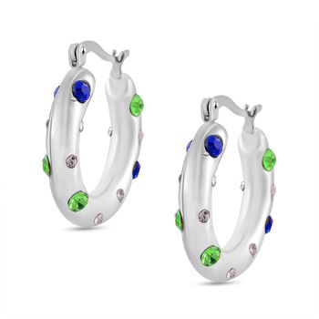 Mehrfarbige Kristall-Ohrringe in Silberton