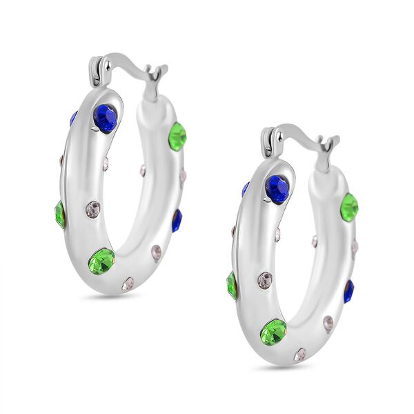 Mehrfarbige Kristall-Ohrringe in Silberton image number 3