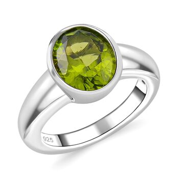 Nat&uuml;rlicher Peridot Ring, 925 Silber rhodiniert (Gr&ouml;&szlig;e 17.00) ca. 4.91 ct