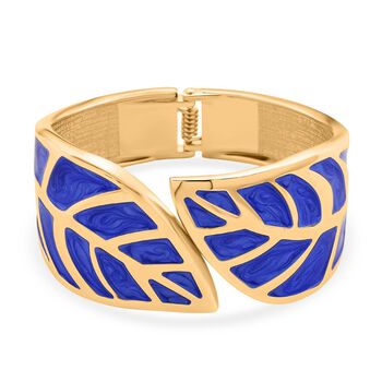 Emaille-Armband in Dunkelblau mit Blattmuster, ca. 17 cm