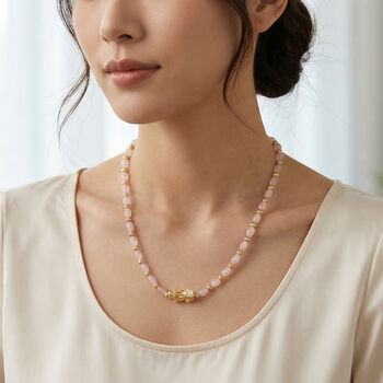 Rosenquarz Pixiu Halskette, ca. 45cm + 5cm extender, gelb vergoldet ca. 50.00 ct