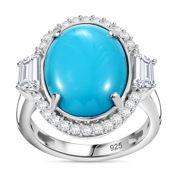 AA Amerikanischer, nat&uuml;rlicher Sleeping Beauty T&uuml;rkis und Zirkon-Ring - 8,35 ct. image number 4