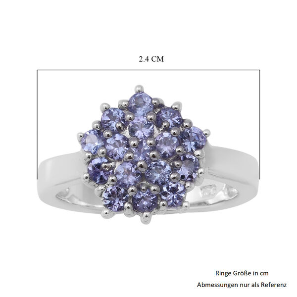 AA Tansanit Cluster Ring 925 Silber Platin-&Uuml;berzug image number 5