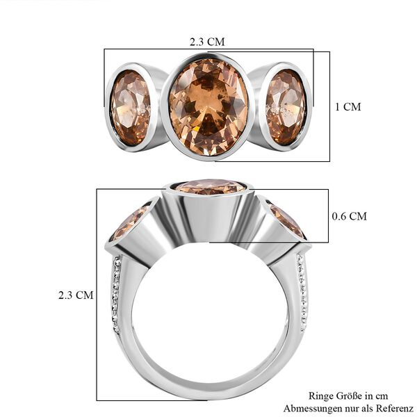 Champagner Zirkonia Ring, Edelstahl (Gr&ouml;&szlig;e 16.00) ca. 8.32 ct image number 7
