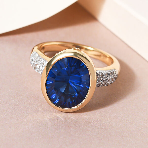 Ceylonfarbener Quarz und Zirkon-Ring, 925 Silber vergoldet - 5,11 ct.&nbsp; image number 1