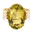 Ouro Verde-Quarz, weißer Zirkon Ring, 925 Silber vergoldet (Größe 18.00) ca. 16.64 ct