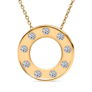 LUXURIANT SI-GH Labor Diamant Anh&auml;nger mit 50cm Kette, 925 Silber Gelbgold Vermeil - 0,33 ct.