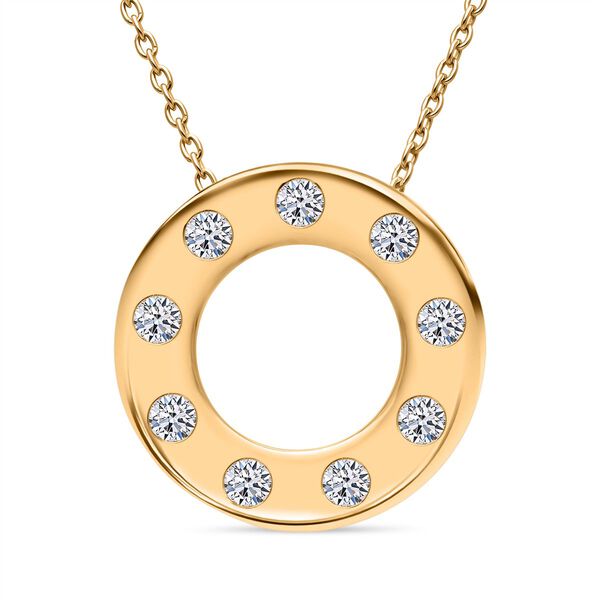 LUXURIANT SI-GH Labor Diamant Anh&auml;nger mit 50cm Kette, 925 Silber Gelbgold Vermeil - 0,33 ct.