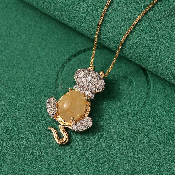 GP Trionfo Kollektion - Goldener Rutil Quarz, Zirkon und Kanchanaburi blauer Saphir Anhänger mit 50cm Kette - 4,41 ct. image number 2