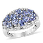 Tansanit und Zirkon Cluster Ring 925 Silber platiniert  ca. 2,03 ct image number 3