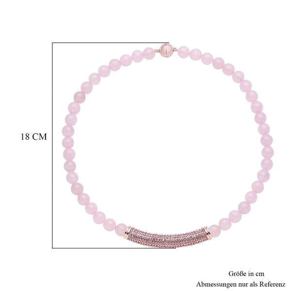 Rosenquarz und rosa Kristall-Halskette, 49,5 cm - 228,50 ct. image number 7