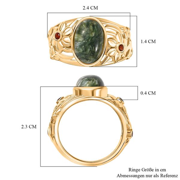Sibirischer Seraphinit und roter Granat Ring - 3,14 ct. image number 7