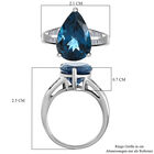 London Blau Topas und Diamant Ring 925 Silber platiniert  ca. 5,75 ct image number 5