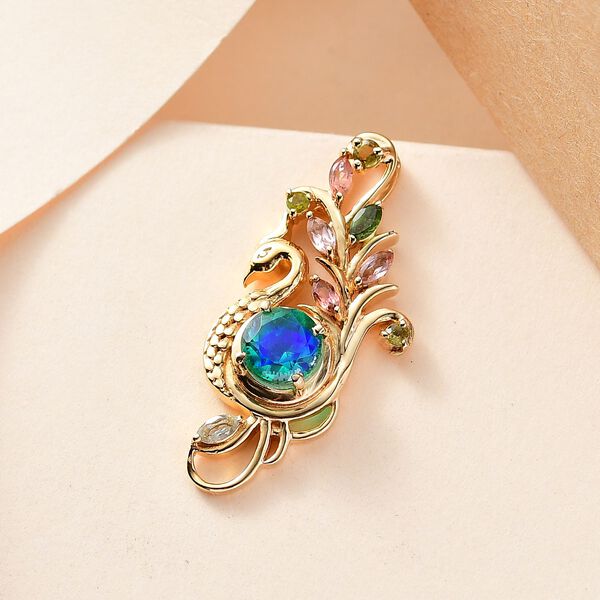 Pfau Quarz Triplett und Multi-Turmalin Anh&auml;nger - 2,08 ct. image number 1