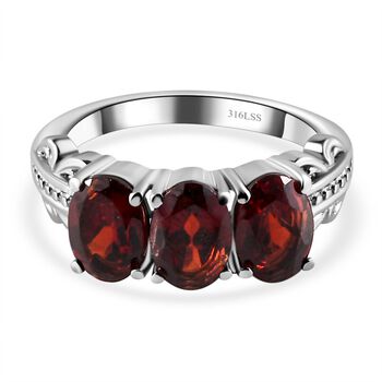 Roter Granat Schmuckset  Edelstahl ca. 5.99 ct