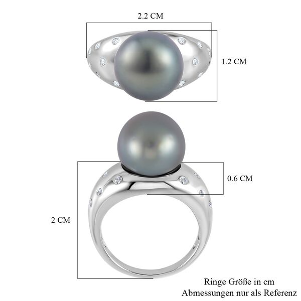 12-13mm Tahiti Perle und Zirkon Ring - 0,26 ct. image number 7