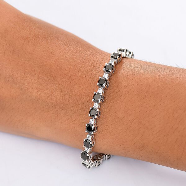 D'Joy Elite Shungit, Wei&szlig;er Zirkon Armband ca. 19 cm 925 Silber rhodiniert ca. 9,34 ct. image number 3