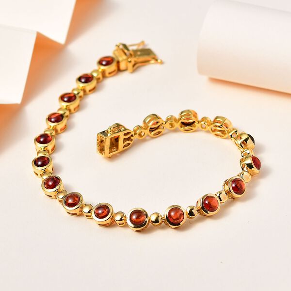 Mosambik Granat Armband ca. 19 cm 925 Silber Gelbgold Vermeil ca. 9,38 ct. image number 2