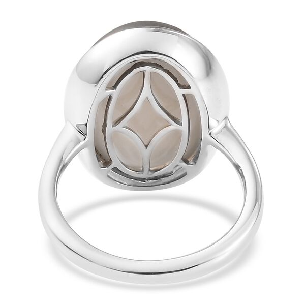 Grauer Mondstein  Solitär Ring 925 Silber Platin-Überzug image number 6