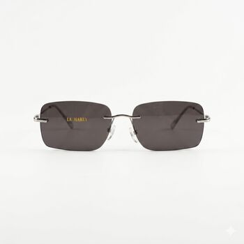 LA MAREY rechteckige Sonnenbrille mit polarisierten Komfortgl&auml;sern, UV400 Schutz, Schwarz