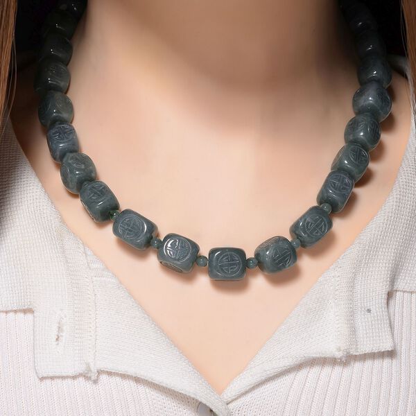 EXTREM SELTEN - D'Joy Natürlicher Olmek Jadeit Halskette925 Silber rhodiniert ca. 610.00 ct image number 2