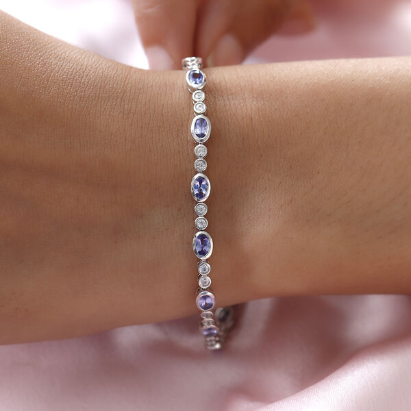 Tansanit und wei&szlig;es Zirkon-Armband, 19 cm - 4,19 ct. image number 3