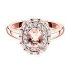 Rosa Morganit und weißer Zirkon Ring, 925 Silber Roségold Vermeil (Größe 20.00) ca. 1.27 ct