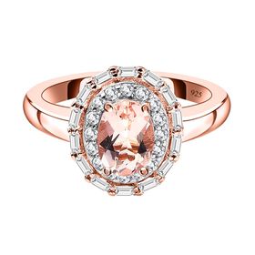 Morganit und weißer Zirkon-Ring - 1,27 ct.